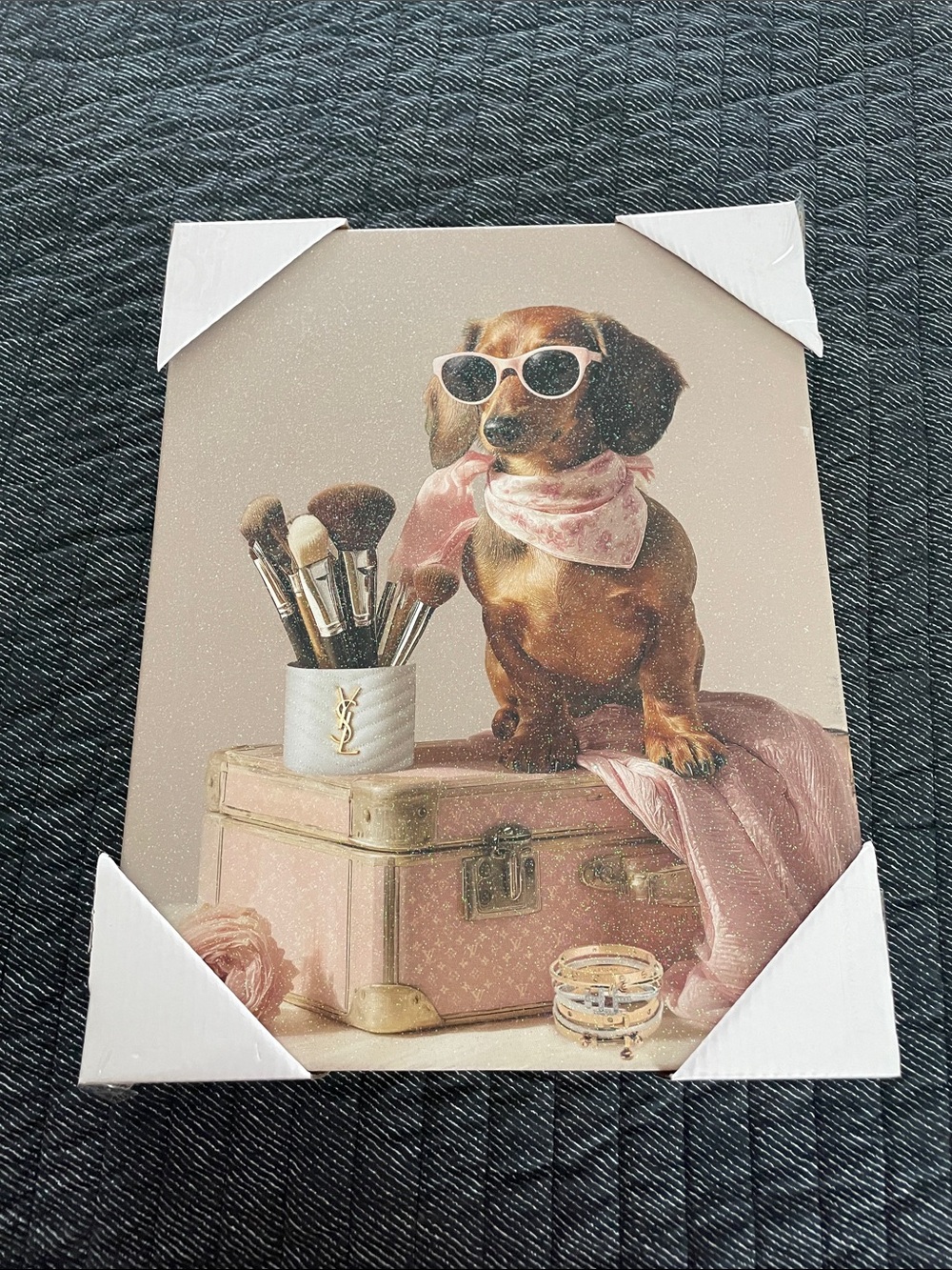 Fashionable Dachshund Art Print in Pink Accessories - Picture 2 of 7